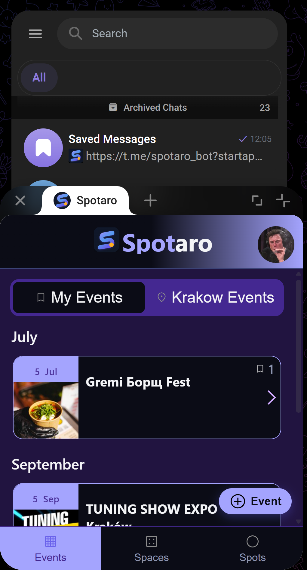 Spotaro in Telegram